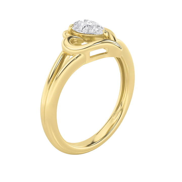 0.5Cttw Pear Shaped Lab Grown Diamond (F/VS) Heart Ring in 14K Yellow Gold