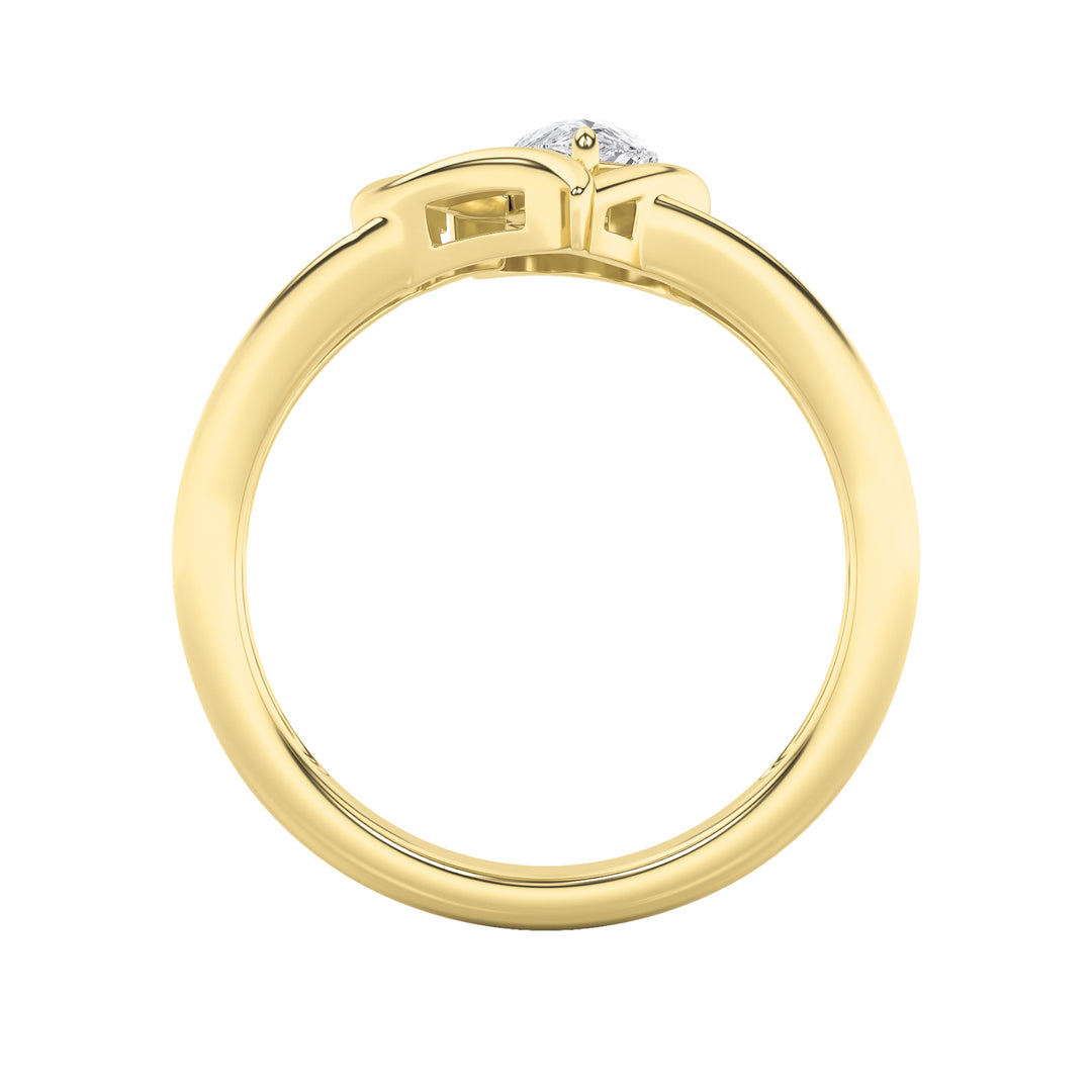 0.5Cttw Pear Shaped Lab Grown Diamond (F/VS) Heart Ring in 14K Yellow Gold