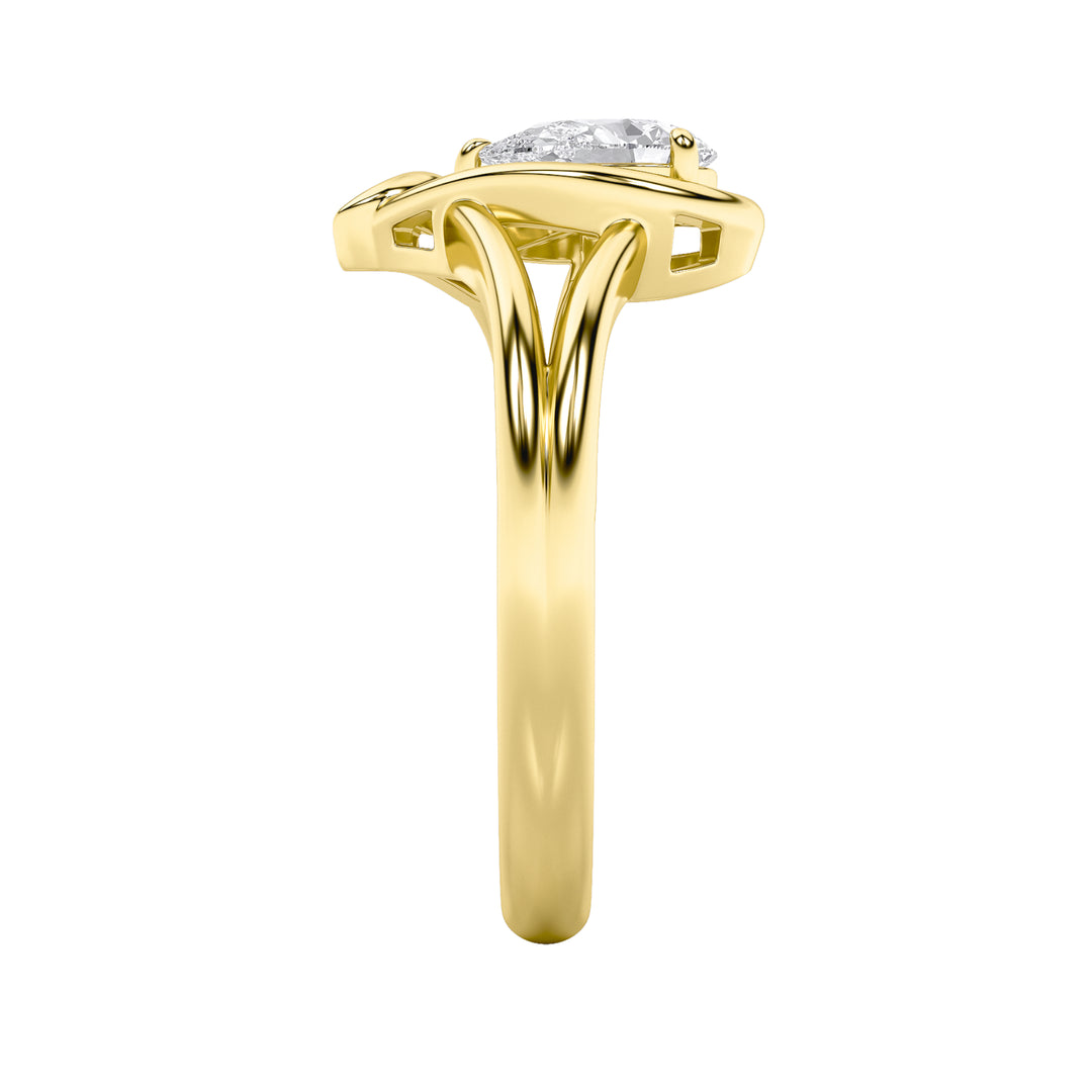 0.5Cttw Pear Shaped Lab Grown Diamond (F/VS) Heart Ring in 14K Yellow Gold