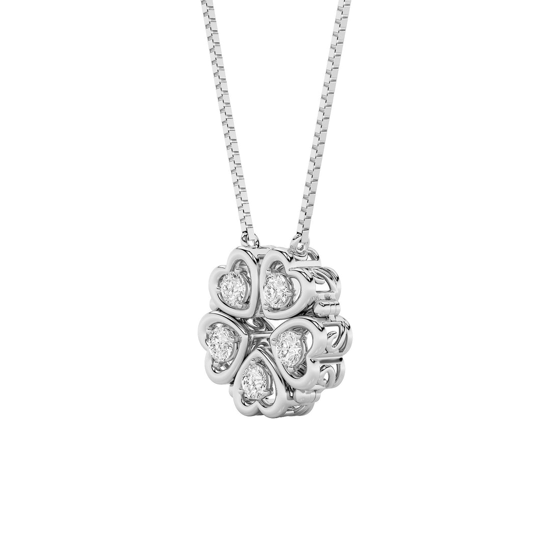 1Cttw Round Shaped Lab Grown Diamond (F/VS) HeartShaped Necklace in 14K Gold