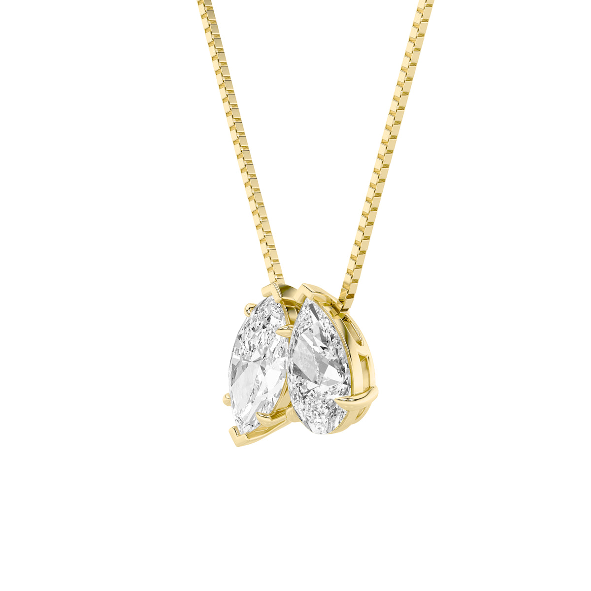2.5Cttw Pear Shaped Fancy Yellow & White Lab Grown Diamond (F/VS) Two Stone Fancy Pendant in 14K Gold