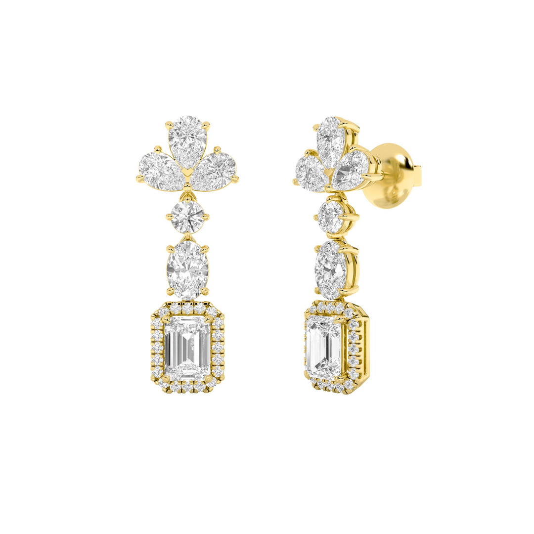 5.5Cttw Radiant Shaped Lab Grown Diamond (F/VS) Dangle Earrings in 14K Gold