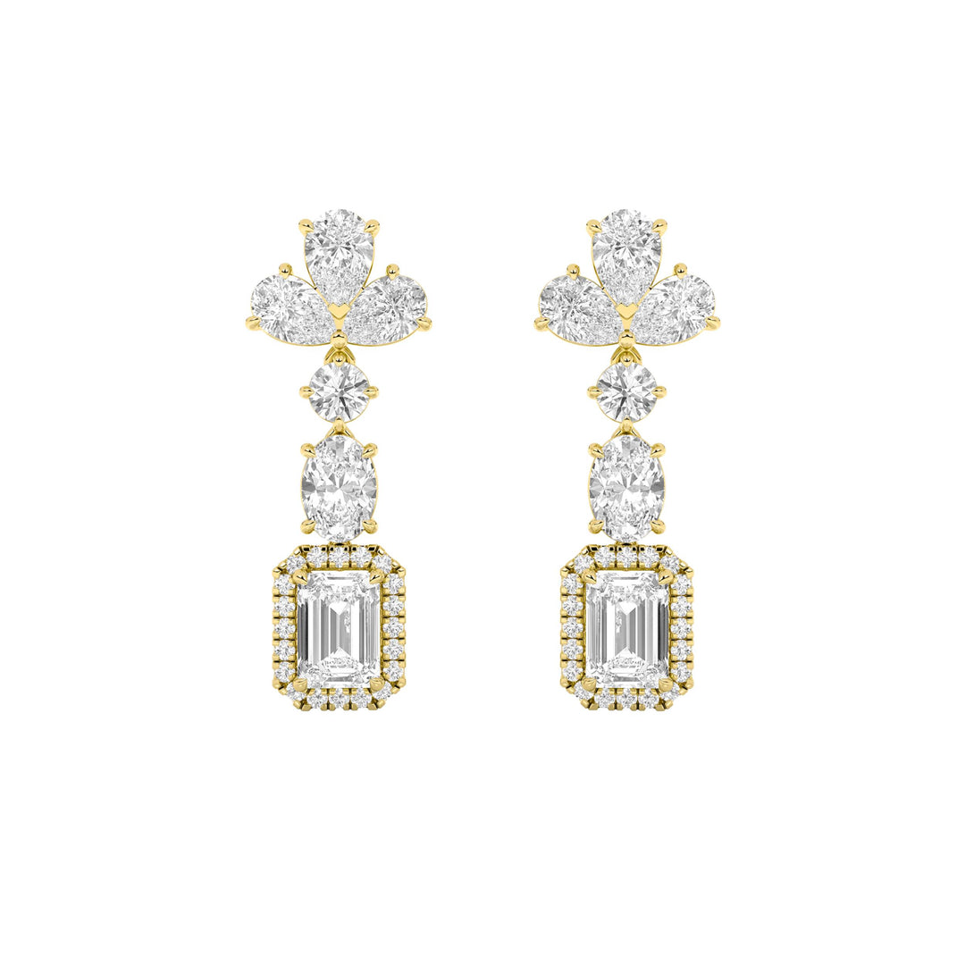 5.5Cttw Radiant Shaped Lab Grown Diamond (F/VS) Dangle Earrings in 14K Gold
