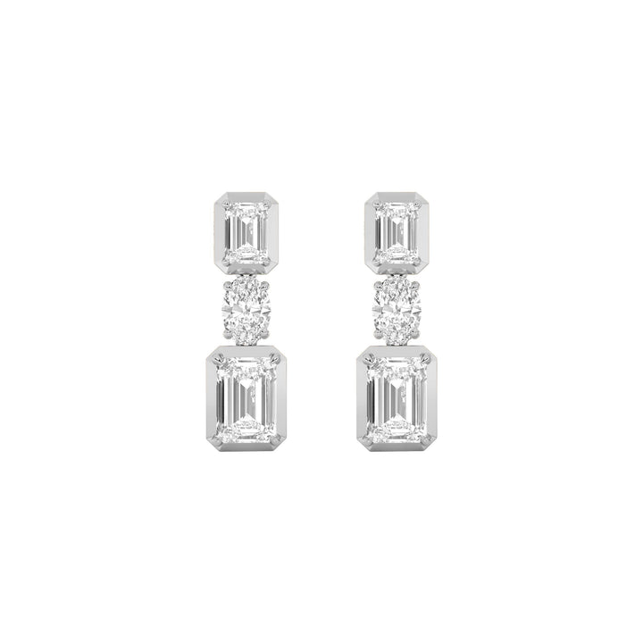 3Cttw Radiant Shaped Lab Grown Diamond (F/VS) Dangle Earrings in 14K Gold