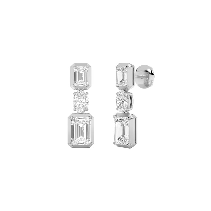 3Cttw Radiant Shaped Lab Grown Diamond (F/VS) Dangle Earrings in 14K Gold