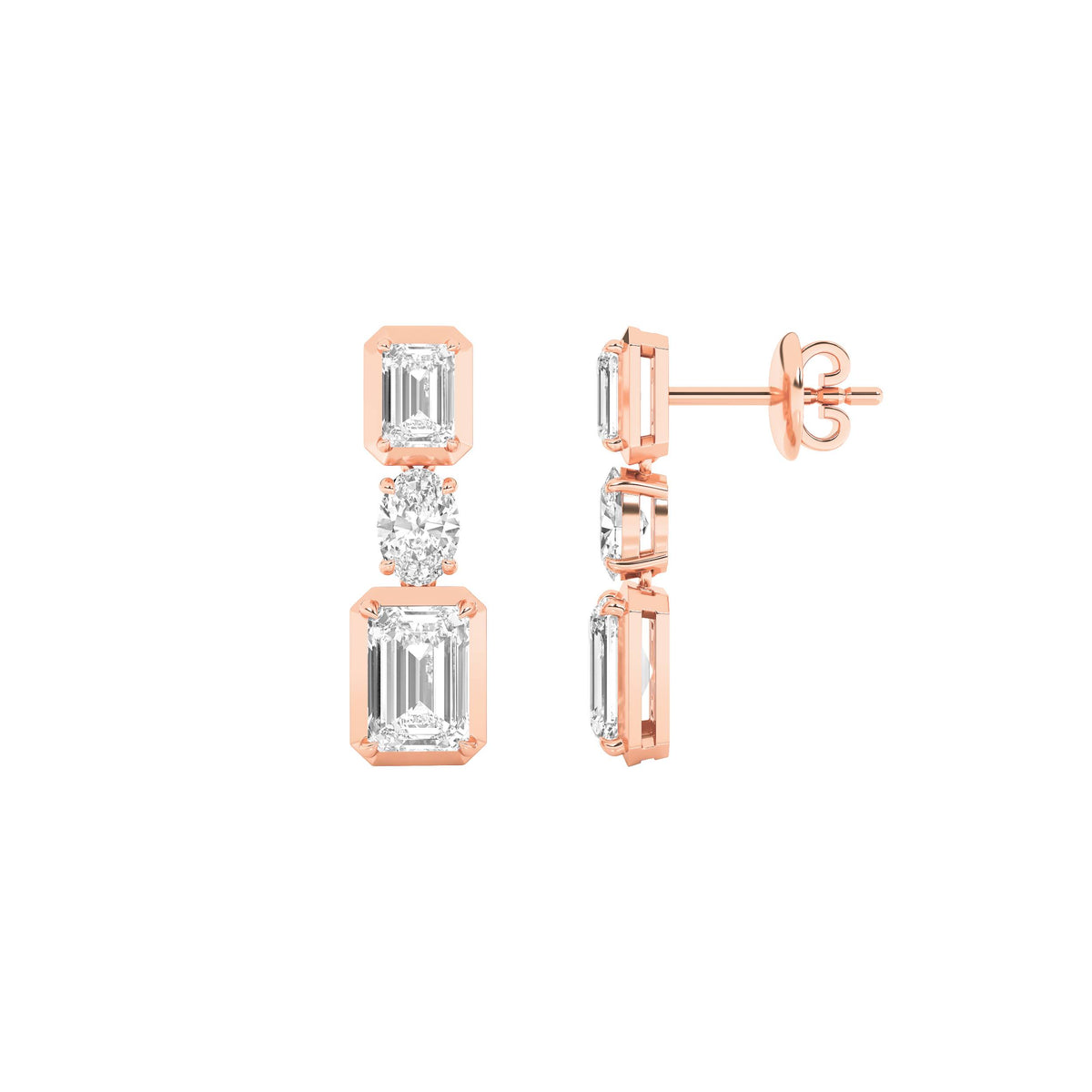 3Cttw Radiant Shaped Lab Grown Diamond (F/VS) Dangle Earrings in 14K Gold