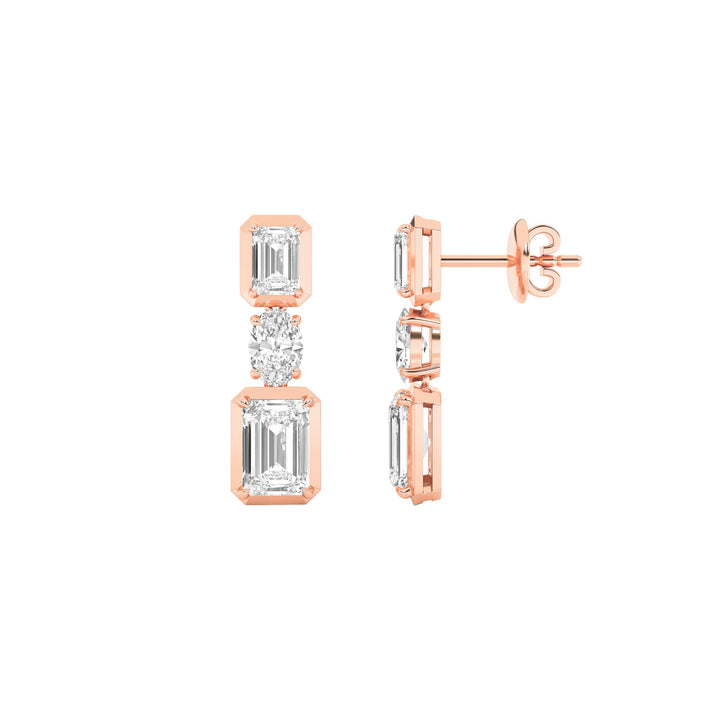 3Cttw Radiant Shaped Lab Grown Diamond (F/VS) Dangle Earrings in 14K Gold