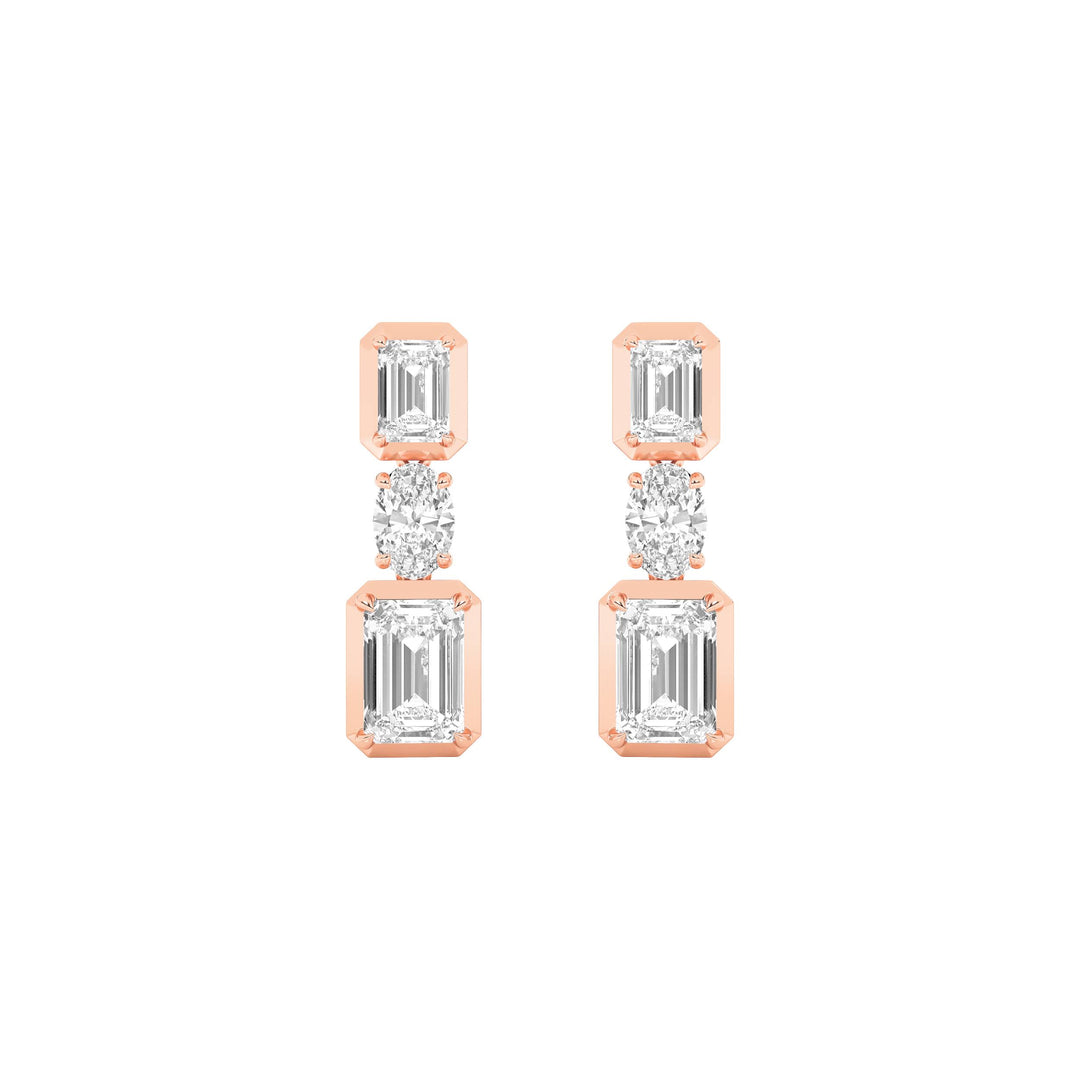 3Cttw Radiant Shaped Lab Grown Diamond (F/VS) Dangle Earrings in 14K Gold
