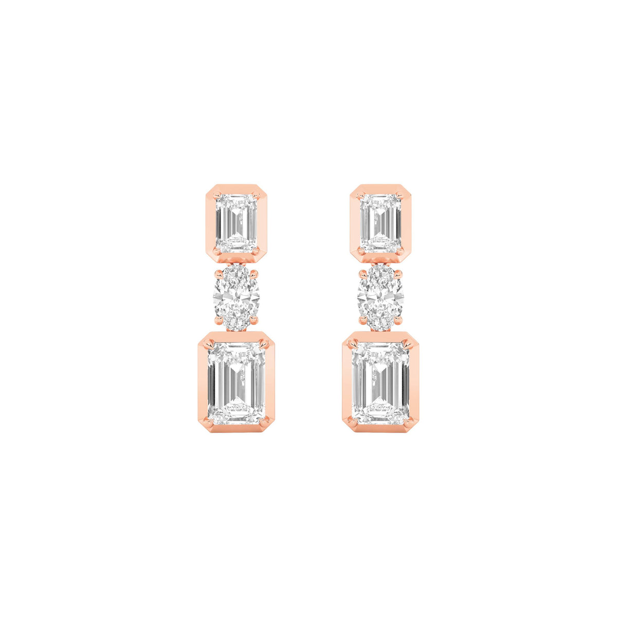 3Cttw Radiant Shaped Lab Grown Diamond (F/VS) Dangle Earrings in 14K Gold