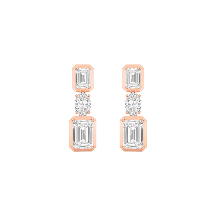 3Cttw Radiant Shaped Lab Grown Diamond (F/VS) Dangle Earrings in 14K Gold