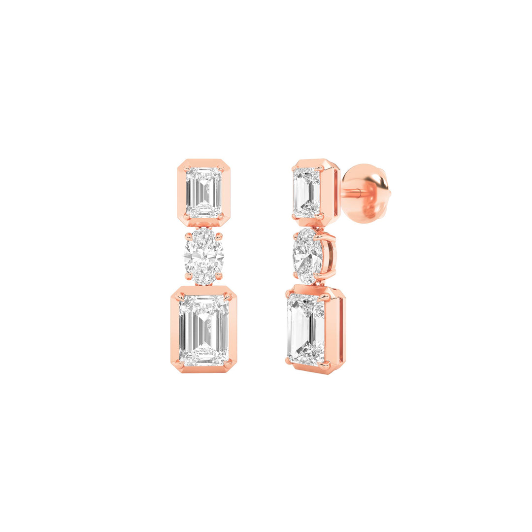 3Cttw Radiant Shaped Lab Grown Diamond (F/VS) Dangle Earrings in 14K Gold