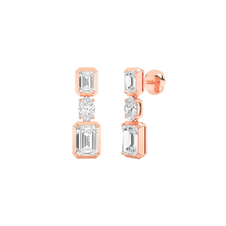 3Cttw Radiant Shaped Lab Grown Diamond (F/VS) Dangle Earrings in 14K Gold