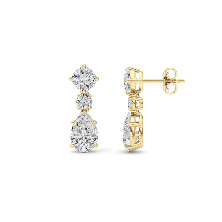 5Cttw Pear Shaped Lab Grown Diamond (F/VS) DangleEarrings in 14K Gold