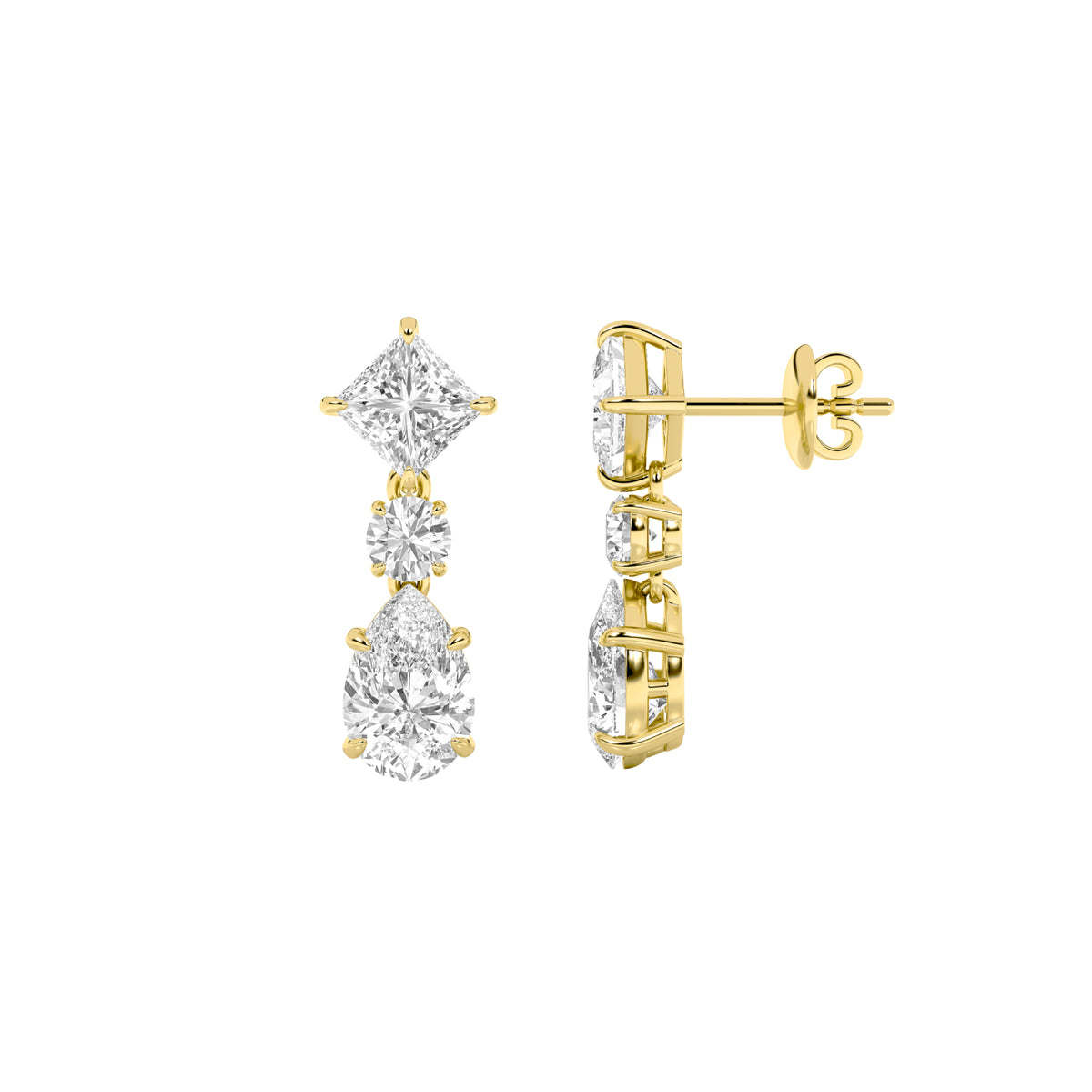 5.5Cttw Pear Shaped Lab Grown Diamond (F/VS) Dangle Earrings in 14K Gold