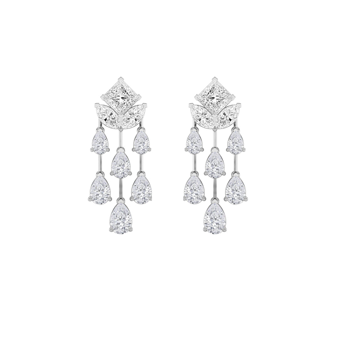 7Cttw Princess Shaped Lab Grown Diamond (F/VS) Dangle Earrings in 14K Gold