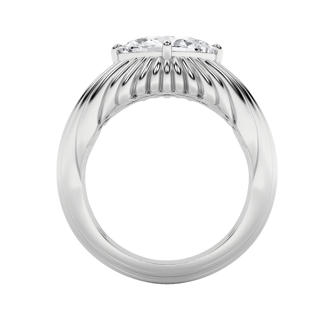 2Cttw Oval Shaped Lab Grown Diamond (F/VS) Fancy Solitaire Ring in 14K Gold