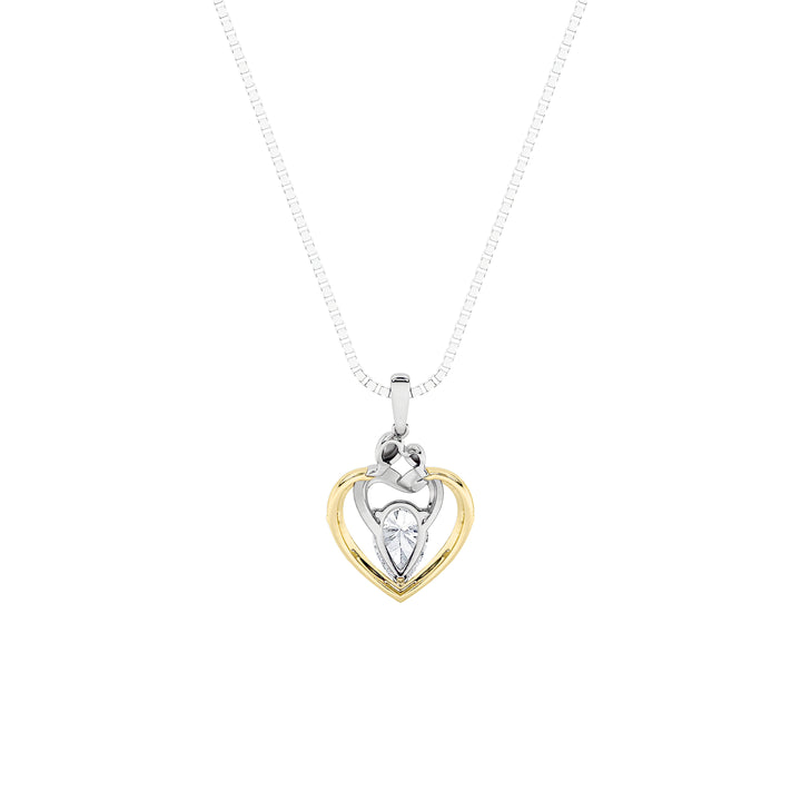 1.5Cttw Pear Shaped Lab Grown Diamond (F/VS) Heart Shaped Pendant in 14K Gold
