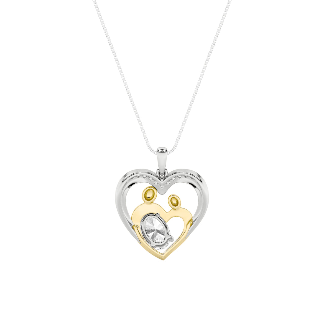 1CTW Oval Shaped Lab Grown Diamond (F/VS) Heart Shaped Pendant in 14K Gold