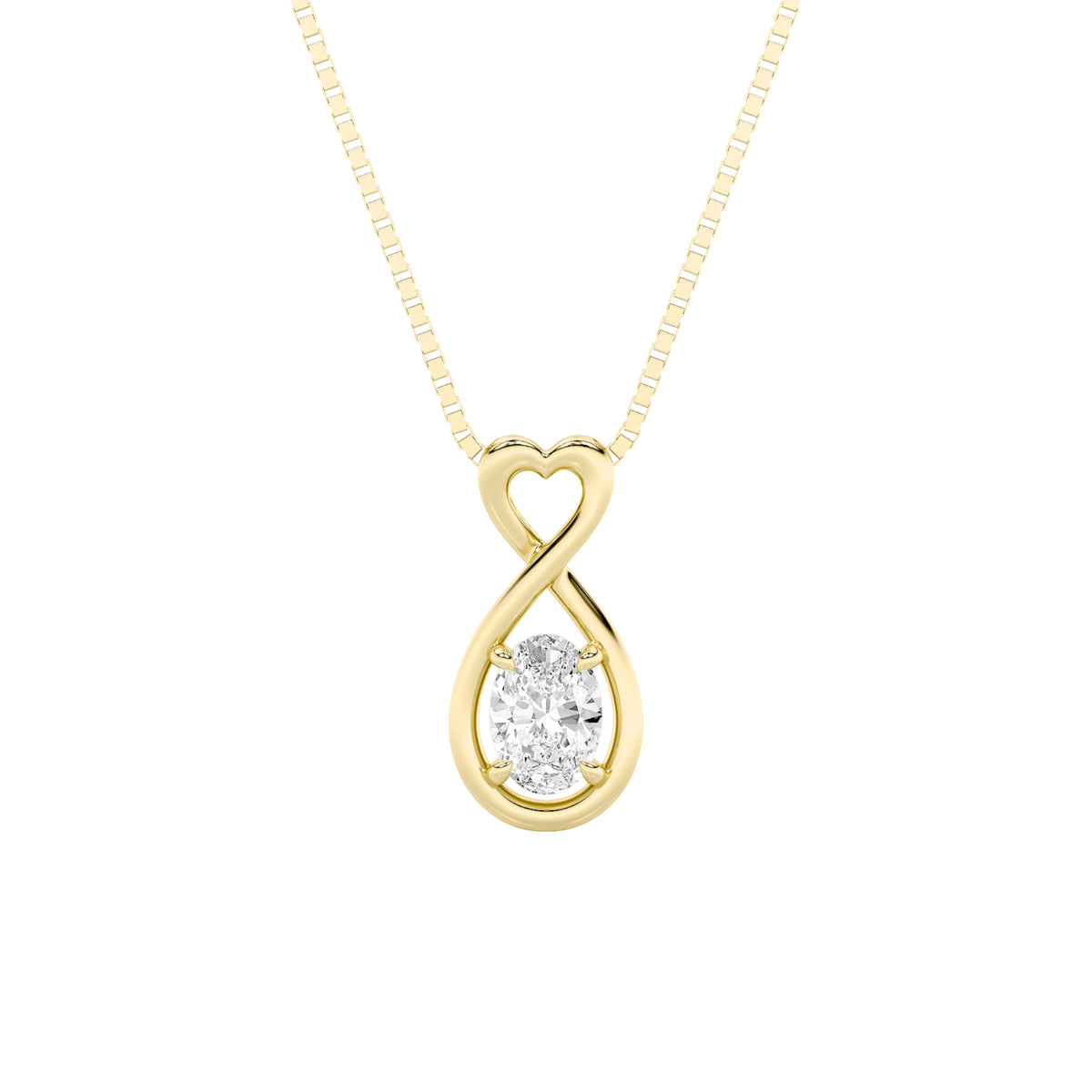 1Cttw Oval Shaped Lab Grown Diamond (G/VS) Fancy Solitaire Pendant in 14K Gold