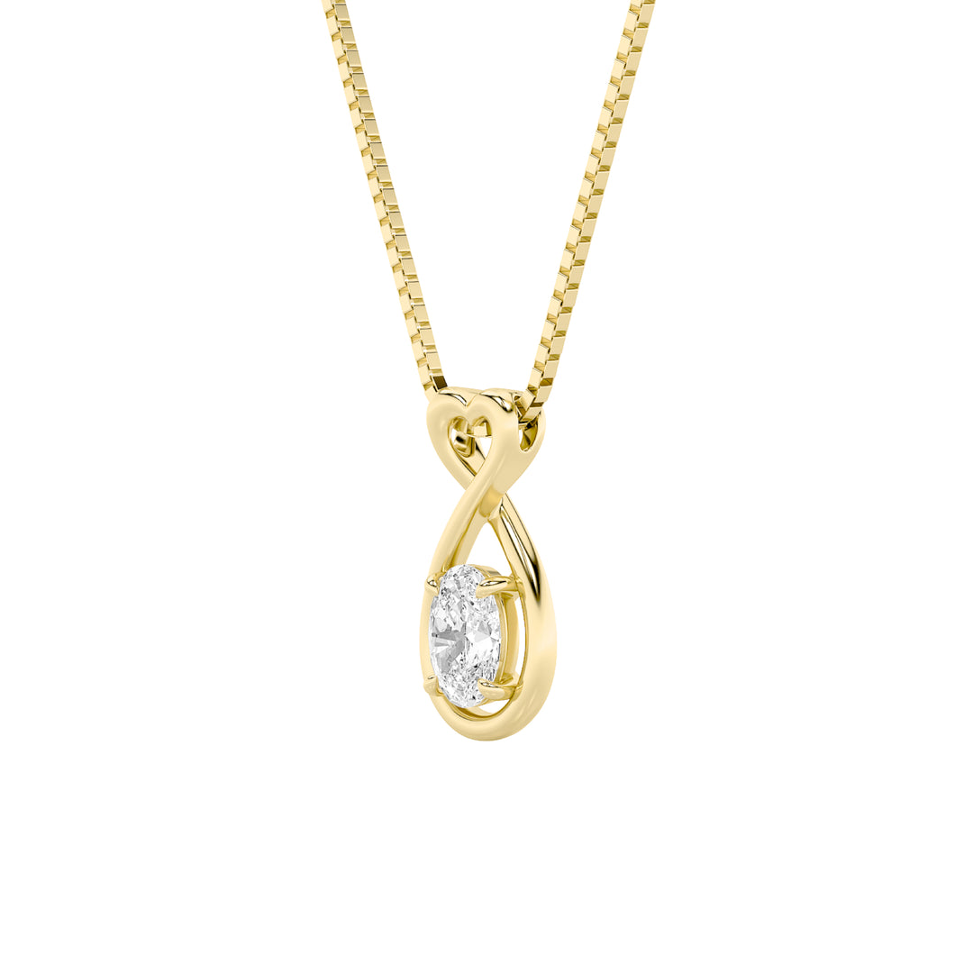 1Cttw Oval Shaped Lab Grown Diamond (G/VS) Fancy Solitaire Pendant in 14K Gold
