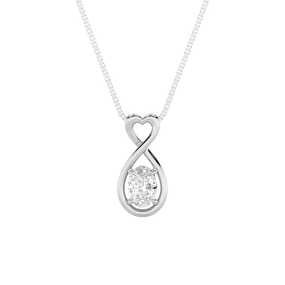 1Cttw Oval Shaped Lab Grown Diamond (F/VS) Fancy Solitaire Pendant in 14K Gold