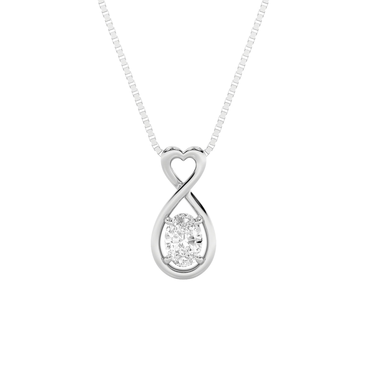 1Cttw Oval Shaped Lab Grown Diamond (F/VS) Fancy Solitaire Pendant in 14K Gold