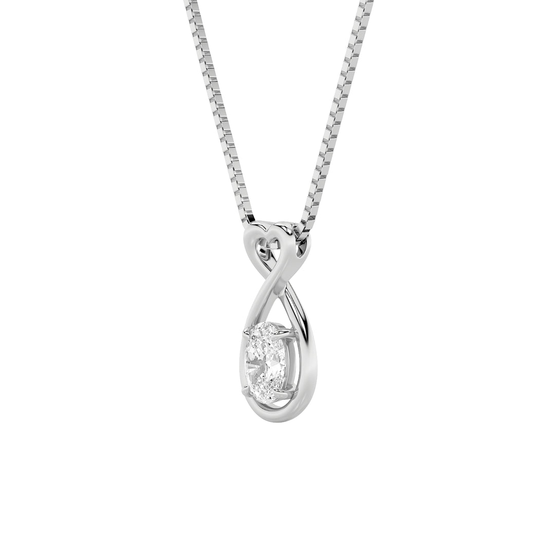 1Cttw Oval Shaped Lab Grown Diamond (F/VS) Fancy Solitaire Pendant in 14K Gold