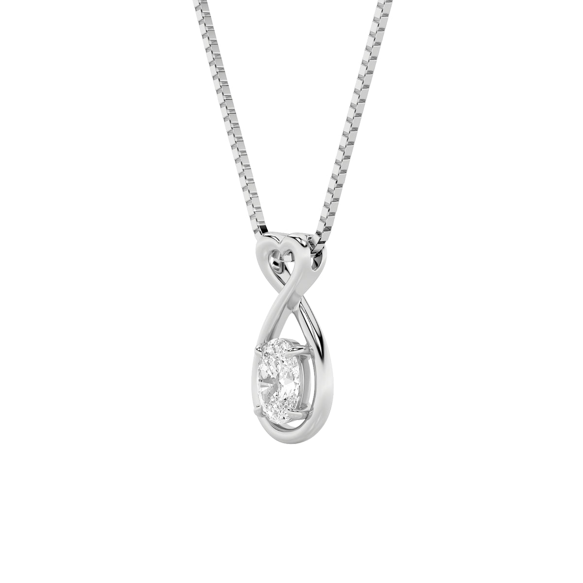 1Cttw Oval Shaped Lab Grown Diamond (F/VS) Fancy Solitaire Pendant in 14K Gold