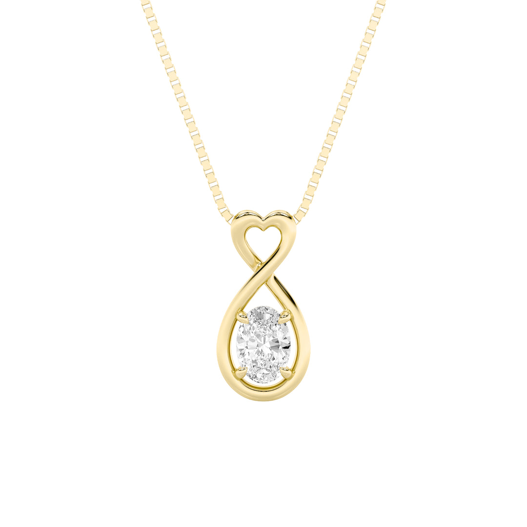 1Cttw Oval Shaped Lab Grown Diamond (F/VS) Fancy Solitaire Pendant in 14K Gold