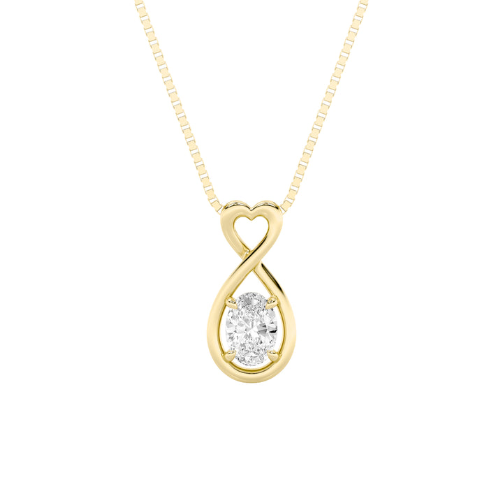 1Cttw Oval Shaped Lab Grown Diamond (F/VS) Fancy Solitaire Pendant in 14K Gold