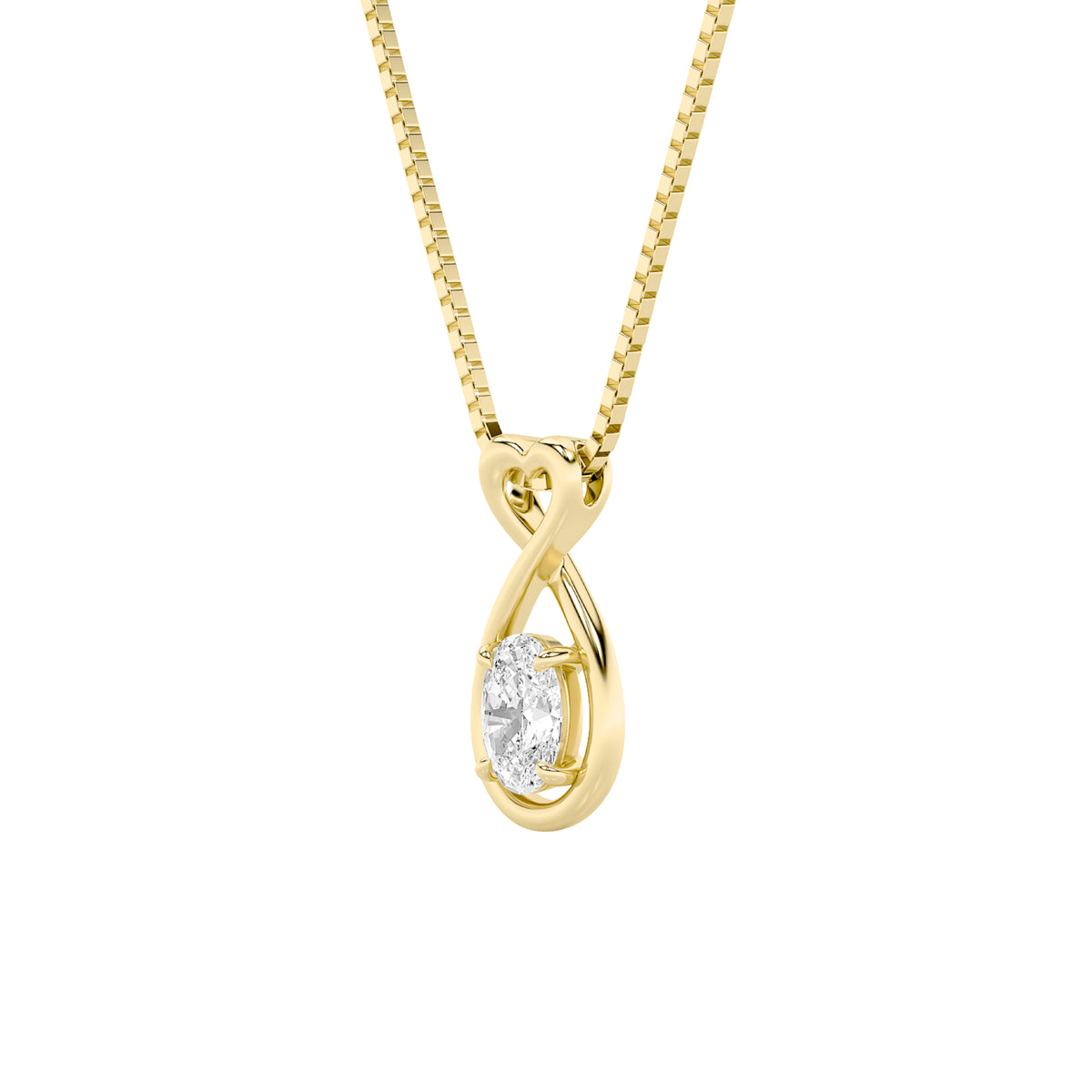 1Cttw Oval Shaped Lab Grown Diamond (F/VS) Fancy Solitaire Pendant in 14K Gold