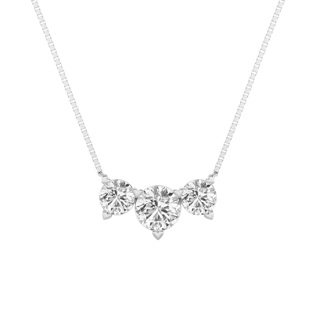 2Cttw Round Shaped Lab Grown Diamond (F/VS) ThreeStone Necklace in 14K Gold
