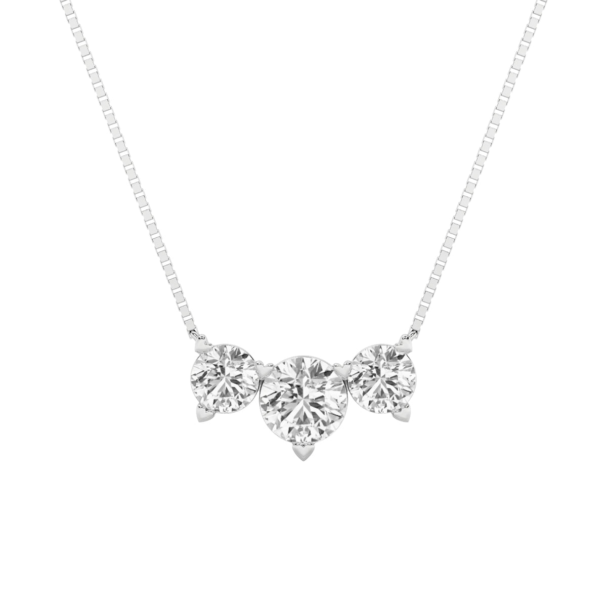 2Cttw Round Shaped Lab Grown Diamond (F/VS) ThreeStone Necklace in 14K Gold