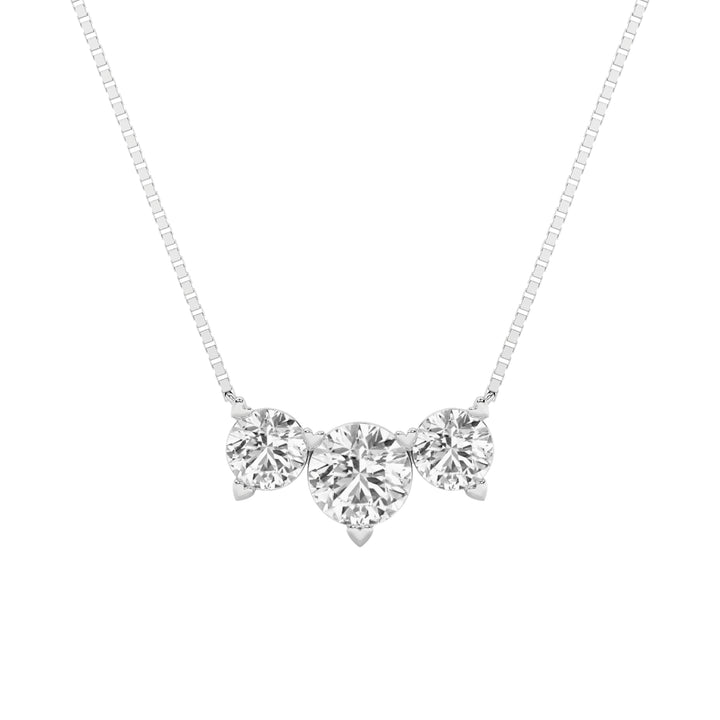 2Cttw Round Shaped Lab Grown Diamond (F/VS) ThreeStone Necklace in 14K Gold