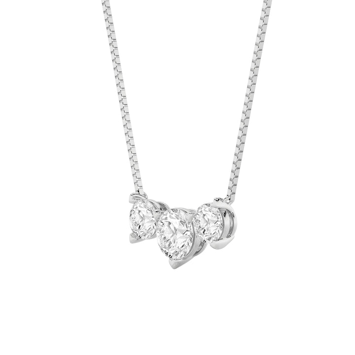 2Cttw Round Shaped Lab Grown Diamond (F/VS) ThreeStone Necklace in 14K Gold