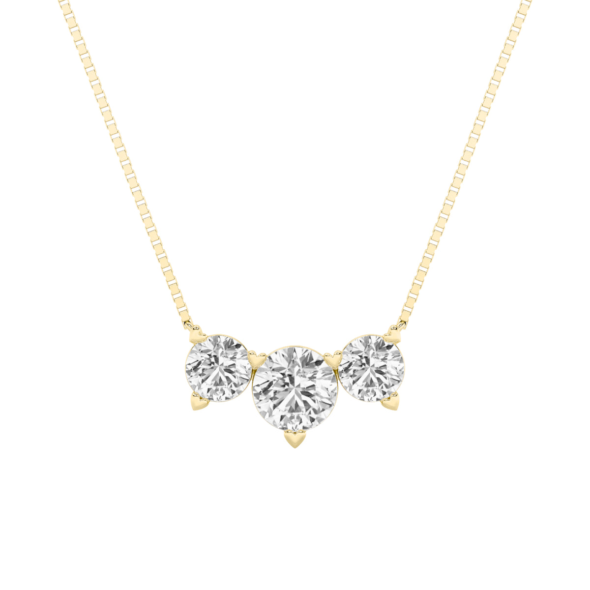 2Cttw Round Shaped Lab Grown Diamond (F/VS) ThreeStone Necklace in 14K Gold