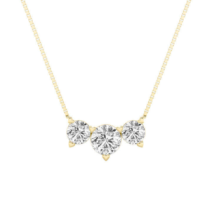 2Cttw Round Shaped Lab Grown Diamond (F/VS) ThreeStone Necklace in 14K Gold