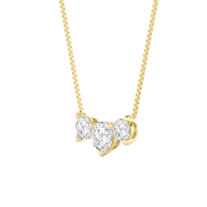 2Cttw Round Shaped Lab Grown Diamond (F/VS) ThreeStone Necklace in 14K Gold