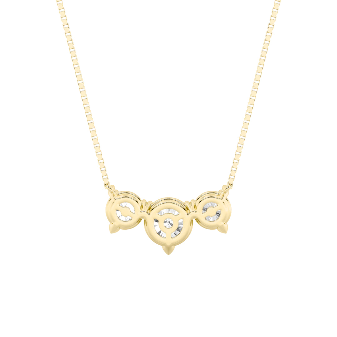 2Cttw Round Shaped Lab Grown Diamond (F/VS) ThreeStone Necklace in 14K Gold