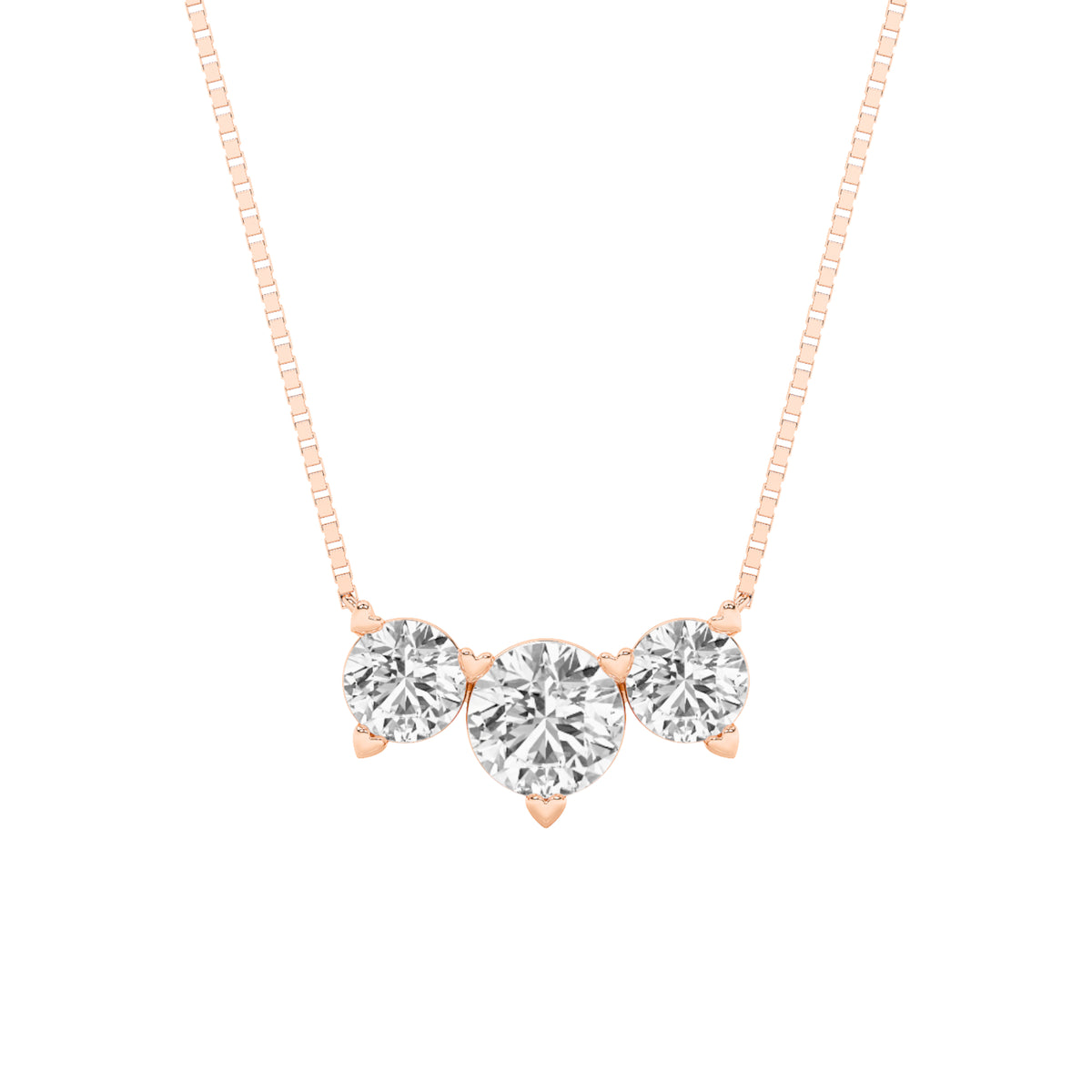 2Cttw Round Shaped Lab Grown Diamond (F/VS) ThreeStone Necklace in 14K Gold
