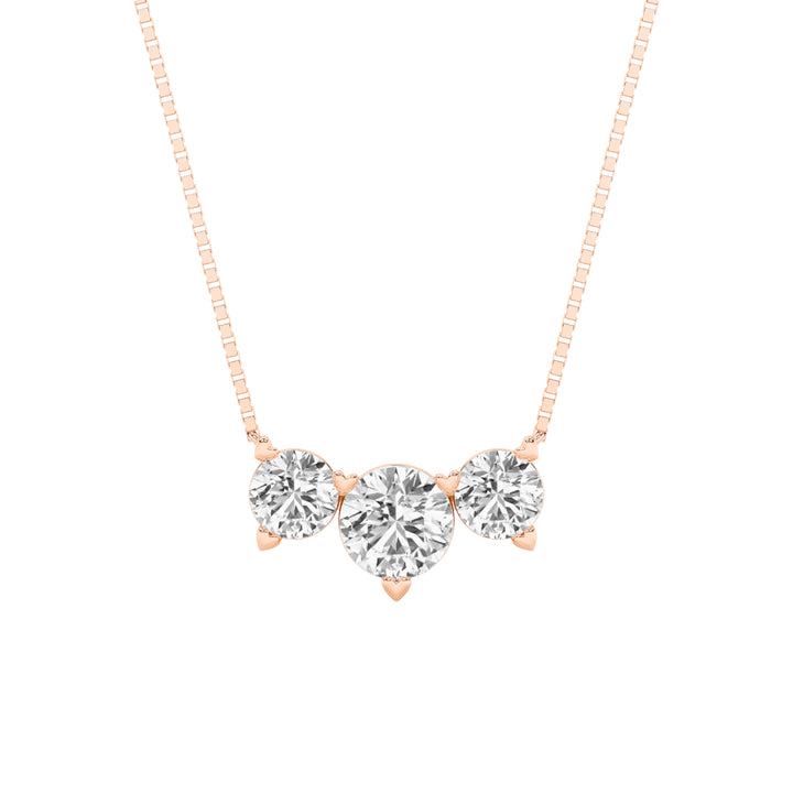 2Cttw Round Shaped Lab Grown Diamond (F/VS) ThreeStone Necklace in 14K Gold