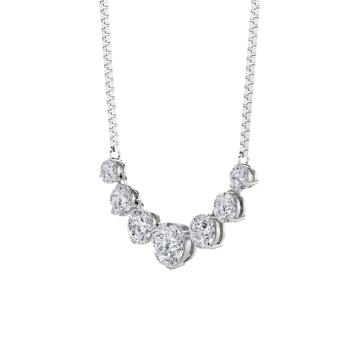 4.5Cttw Round Shaped Lab Grown Diamond (F/VS) Seven Stone Necklace in 14K Gold