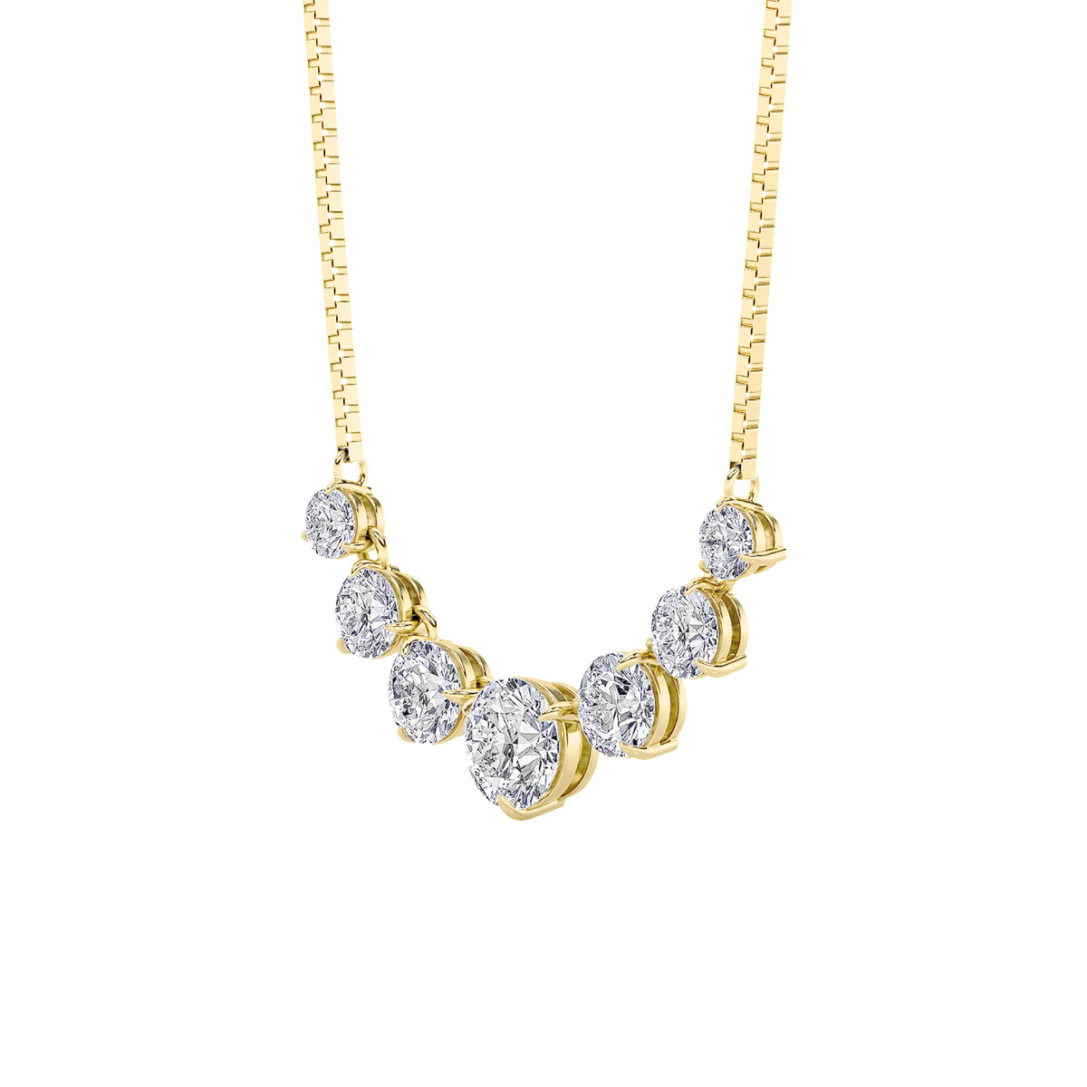 4.5Cttw Round Shaped Lab Grown Diamond (F/VS) Seven Stone Necklace in 14K Gold