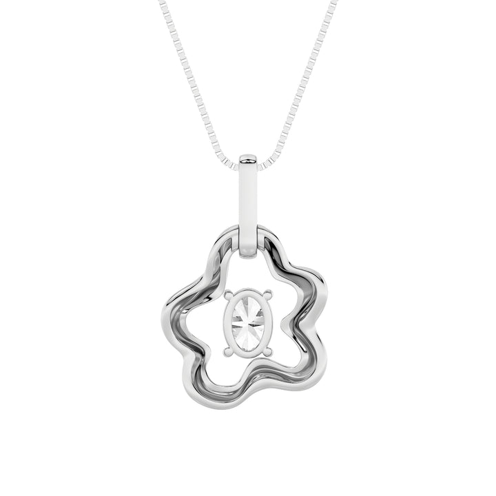 1Cttw Oval Shaped Lab Grown Diamond (F/VS) Organic Design Solitaire Pendant in 14K Gold