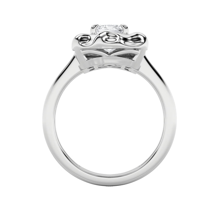 1.5Cttw Emerald Shaped Lab Grown Diamond (F/VS) Organic Design Solitaire Ring in 14K Gold