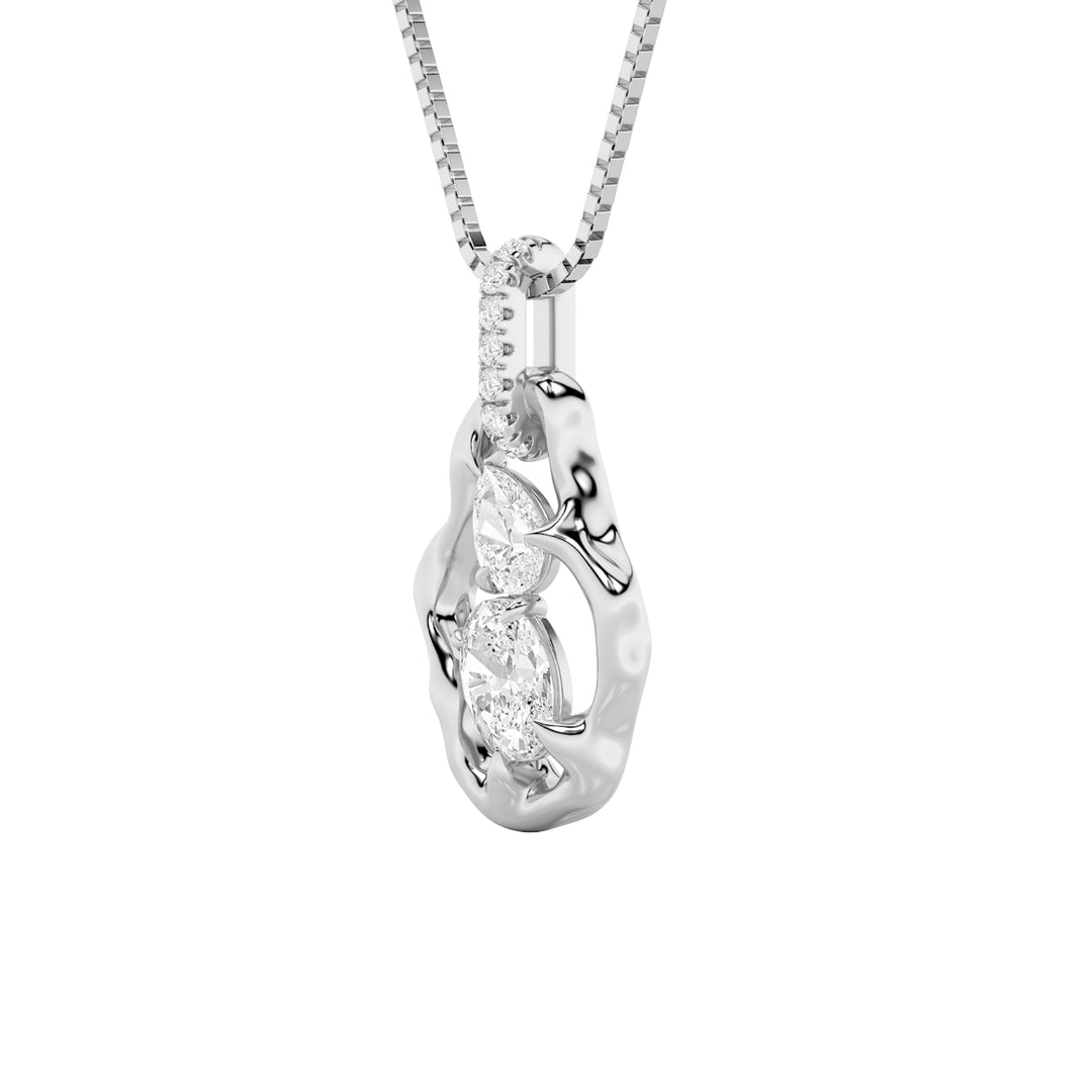 1Cttw Oval Shaped Lab Grown Diamond (F/VS) Organic Design Solitaire Pendant in 14K Gold