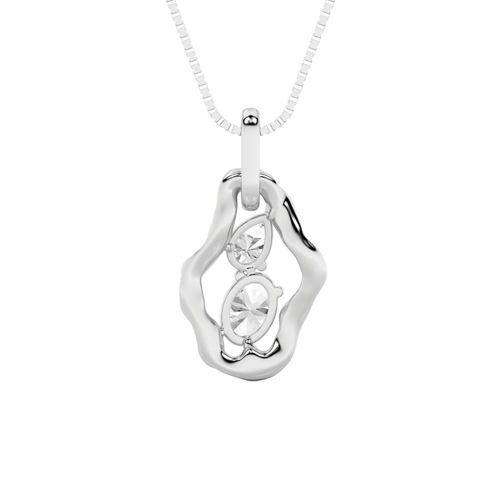 1Cttw Oval Shaped Lab Grown Diamond (F/VS) Organic Design Solitaire Pendant in 14K Gold