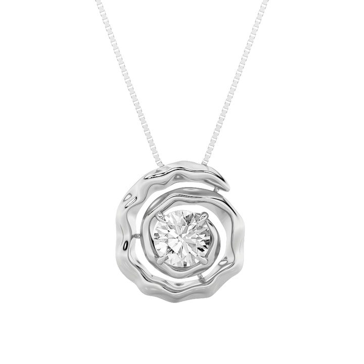 1Cttw Round Shaped Lab Grown Diamond (F/VS) Organic Design Solitaire Pendant in 14K Gold