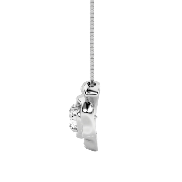 1Cttw Round Shaped Lab Grown Diamond (F/VS) Organic Design Solitaire Pendant in 14K Gold