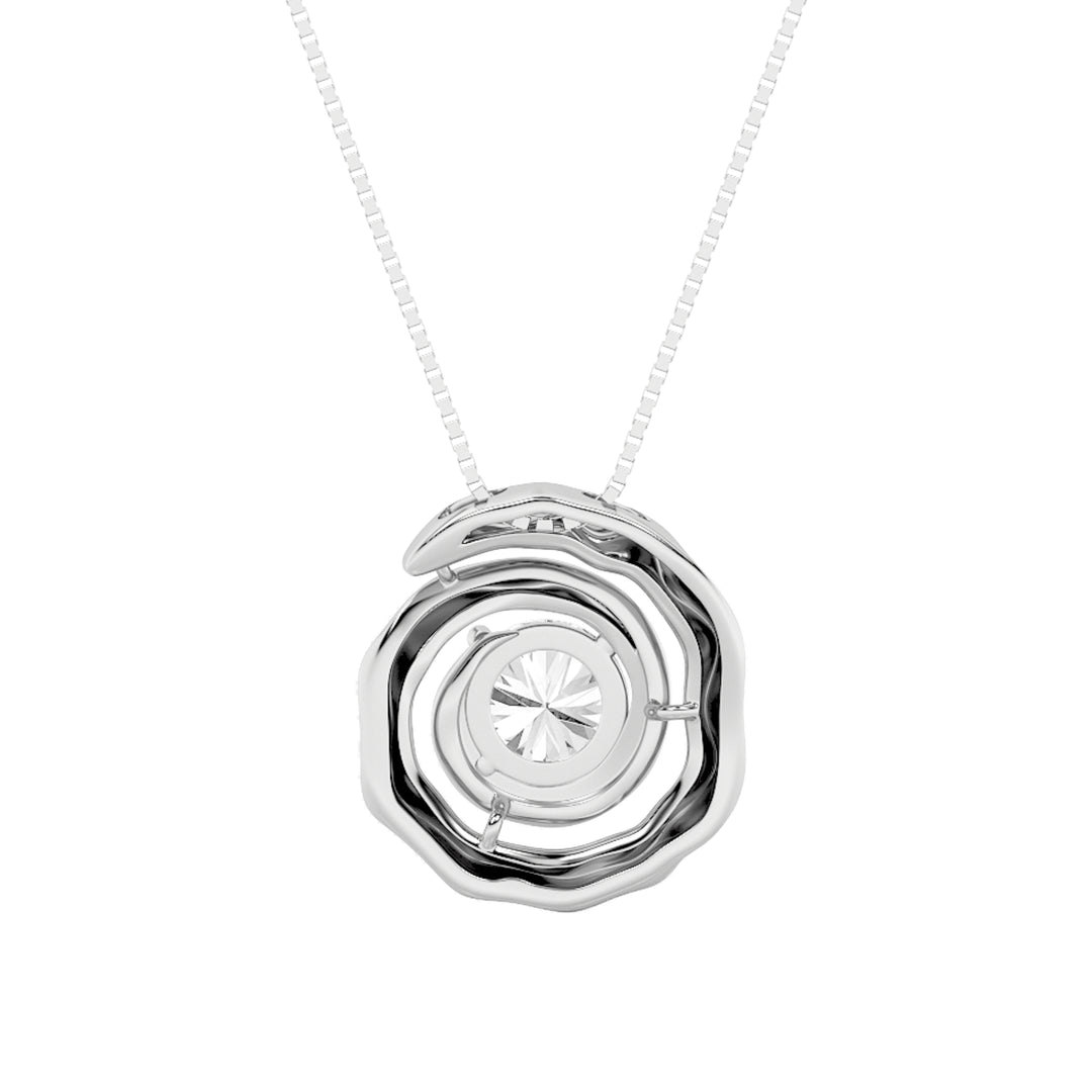 1Cttw Round Shaped Lab Grown Diamond (F/VS) Organic Design Solitaire Pendant in 14K Gold